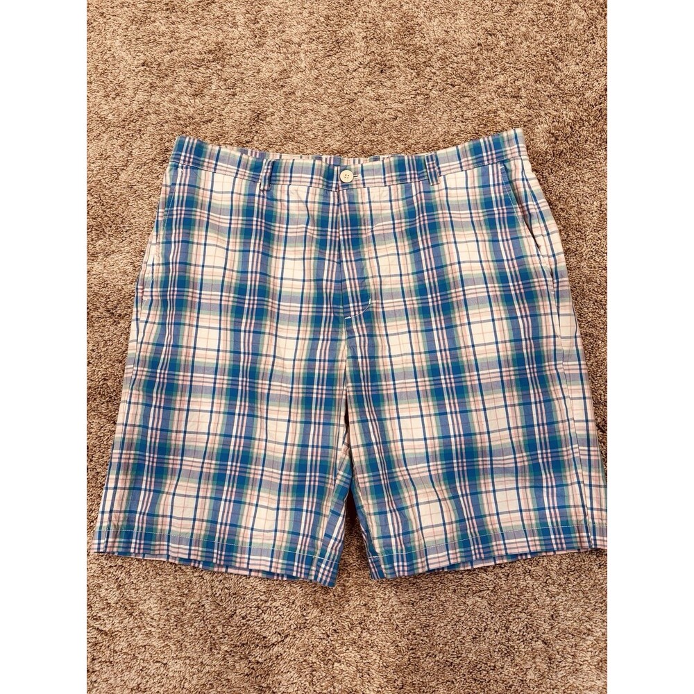 VINEYARD VINES Breaker Shorts Plaid Men’s 38 Chino Blue Pink Green Cotton EUC